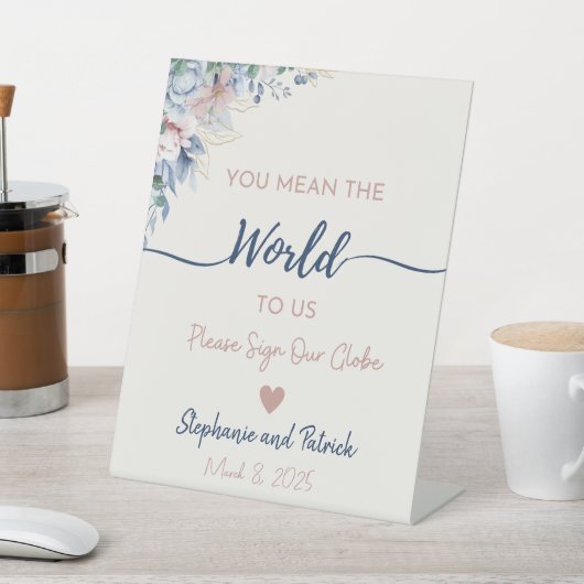 ブルーフローラ結婚ズゲストグローブサイン 台座サイン (インサイチュ)