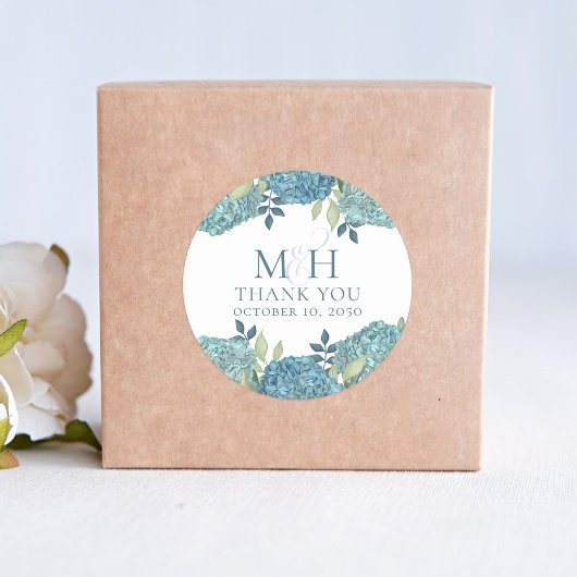 ブルーフローラ結婚ズサンキューカスタム ラウンドシール