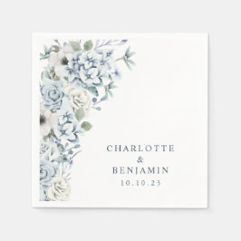 ブルーフローラ結婚ズナプキン スタンダードカクテルナプキン