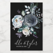 ブルーフローラ結婚ズミニワインボトルラベル ワインラベル (シングルラベル)