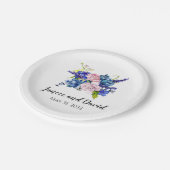 ブルーフローラ結婚ズ紙プレートガーデンフラワーズ ペーパープレート (アングル)