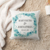 ブルーフローラ結婚ズ記念装飾用クッション クッション (ブランケット)