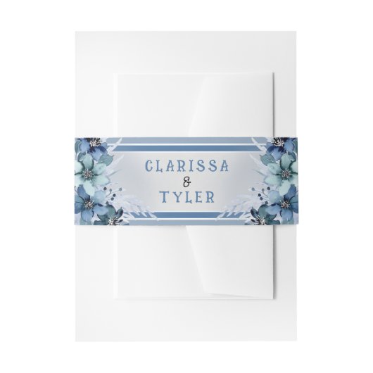 ブルーフローラ結婚ズ 招待状ベリーバンド (正面例)