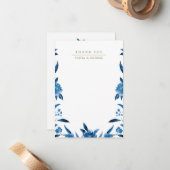 ブルーフローラ結婚チノ感謝していイスリー ノートカード (正面/裏面インサイチュ)