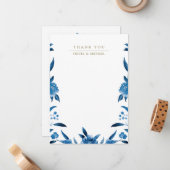 ブルーフローラ結婚チノ感謝していイスリー ノートカード (正面/裏面インサイチュ)