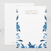 ブルーフローラ結婚チノ感謝していイスリー ノートカード (正面/裏面)