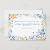 ブルーフローラ結婚ティーポットサンキューカード サンキューカード (裏面)