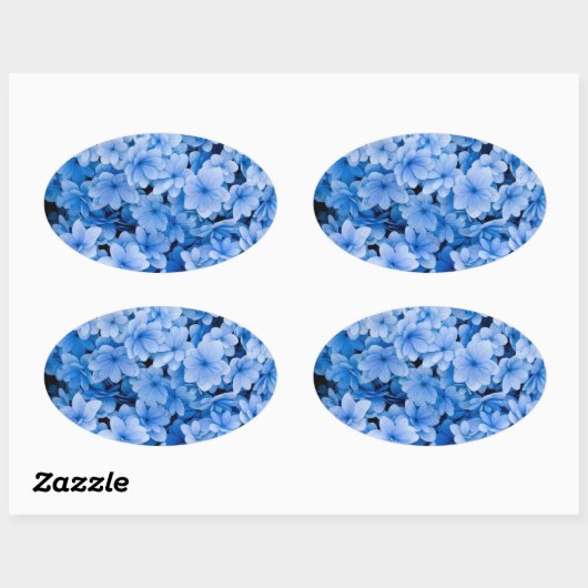 ブルーフローラ結婚封筒用シールシール 楕円形シール (シート)