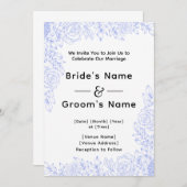 ブルーフローラ結婚式招待状 招待状 (正面/裏面)