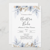 ブルーフローラ結婚式招待状 招待状 (正面/裏面)