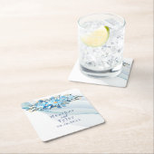 ブルーフローラ結婚紙コースター スクエアペーパーコースター (インサイチュ)