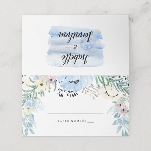 ブルーフローラ結婚DIYの座席表 プレイスカード (外部開封)