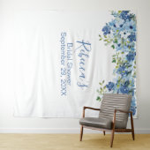 ブルーフローラ緑ブライダルシャワー背景 タペストリー (インサイチュ(横))