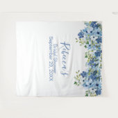 ブルーフローラ緑ブライダルシャワー背景 タペストリー (正面(横))