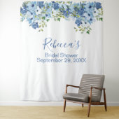 ブルーフローラ緑ブライダルシャワー背景 タペストリー (インサイチュ)