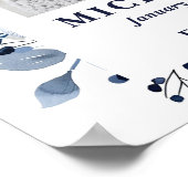 ブルーフローラ葬儀お祝いのライフフォトサイン ポスター (角)