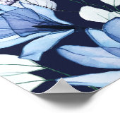 ブルーフローラ葬儀お祝いのライフフォトサイン ポスター (角)