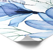 ブルーフローラ葬儀お祝いのライフフォトサイン ポスター (角)