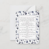 ブルーフローラ葬儀記念写真祈りの言葉カード ノートカード (裏面)