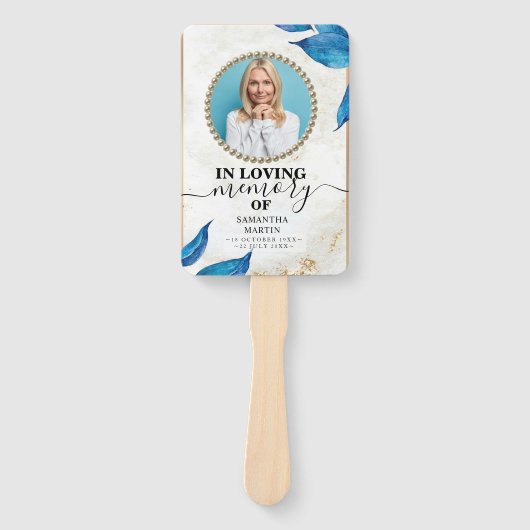 ブルーフローラ葬式お祝いのライフハンドファン ハンドファン (正面)