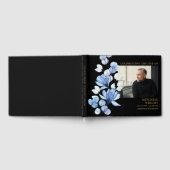 ブルーフローラ葬式お祝いの写真 ゲストブック (全面)