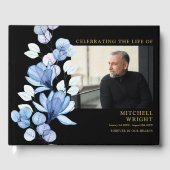 ブルーフローラ葬式お祝いの写真 ゲストブック (正面)