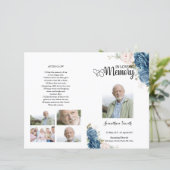 ブルーフローラ葬式プログラムテンプレート (スタンド正面)