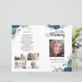 ブルーフローラ葬式プログラムテンプレート (スタンド正面)