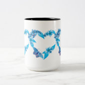 ブルーフローラ蝶ハート ツートーンマグカップ (中央)