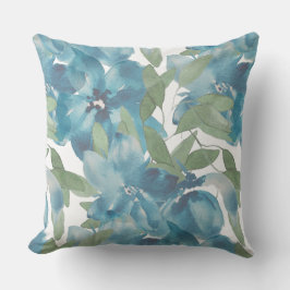 ブルーフローラ融合水彩手絵を描形 アウトドアクッション