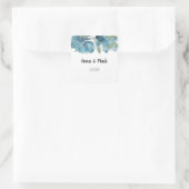 ブルーフローラ融合水彩手絵を描形 スクエアシール (バッグ)