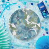 ブルーフローラ融合水彩手絵を描形 ペーパープレート (パーティー)