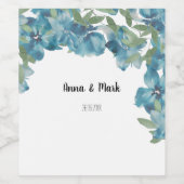 ブルーフローラ融合水彩手絵を描形 ワインラベル (シングルラベル)