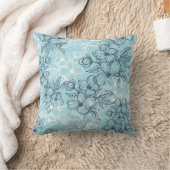 ブルーフローラ装飾用クッション クッション (ブランケット)