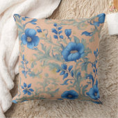 ブルーフローラ装飾用クッション クッション (ブランケット)