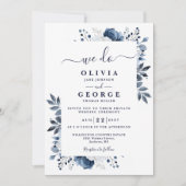 ブルーフローラ親密結婚なプライベートの写真 招待状 (正面)