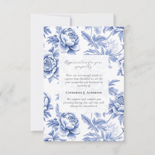 ブルーフローラ記念写真悔やみや弔慰葬儀 サンキューカード (正面)