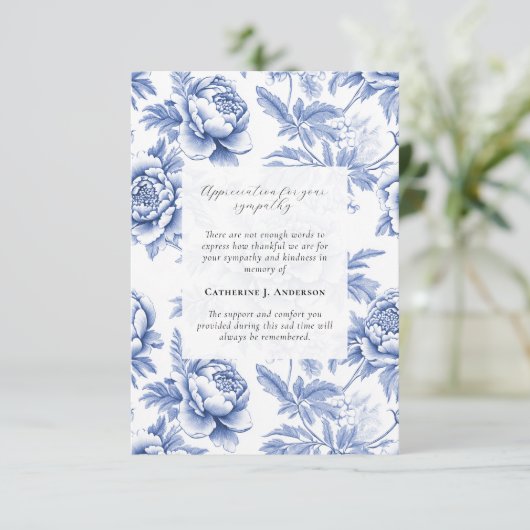 ブルーフローラ記念写真悔やみや弔慰葬儀 サンキューカード (スタンド正面)
