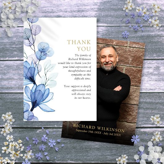 ブルーフローラ記念撮影お祝い サンキューカード