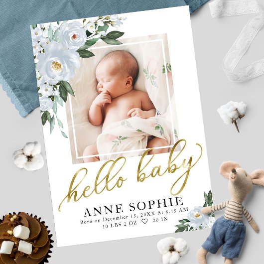 ブルーフローラ誕生のお知らせ&サンキューカード 招待状