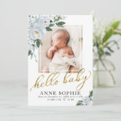 ブルーフローラ誕生のお知らせ&サンキューカード 招待状 (スタンド正面)