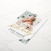 ブルーフローラ誕生のお知らせ&サンキューカード 箔招待状 (回転した状態)