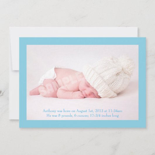 ブルーフローラ誕生ベビーシャワーsipと参照 招待状 (裏面)