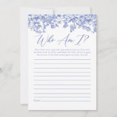 ブルーフローラ誰が私ブライダルシャワーゲームカード サンキューカード (正面)