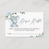 ブルーフローラ象おむつラッフルエンクロージャカード 名刺 (正面)