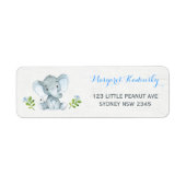 ブルーフローラ象ベビーシャワー住所 シール (正面)