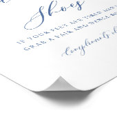 ブルーフローラ踊りシューズ結婚for's Guests Sign ポスター (角)
