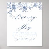 ブルーフローラ踊りシューズ結婚for's Guests Sign ポスター (正面)