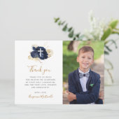 ブルーフローラ金ゴールドファーストコミュニオンサンキュー サンキューカード (スタンド正面)