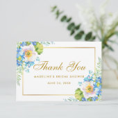 ブルーフローラ金ゴールドブライダルシャワーありがとうG 招待状 (スタンド正面)